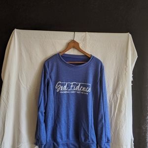 Heather blue, size XL God-fidence light weight sweatshirt